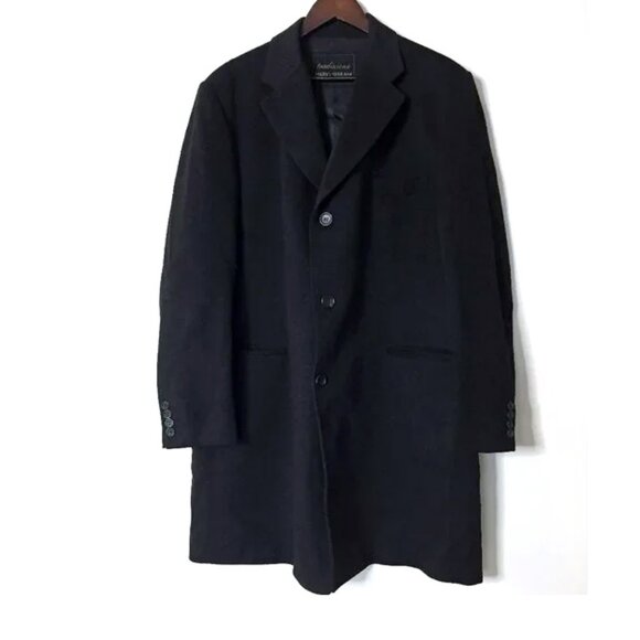 Men's Mario Serrani 90% Virgin Wool & 10% Cashmere Classic Black Coat - Picture 2 of 12